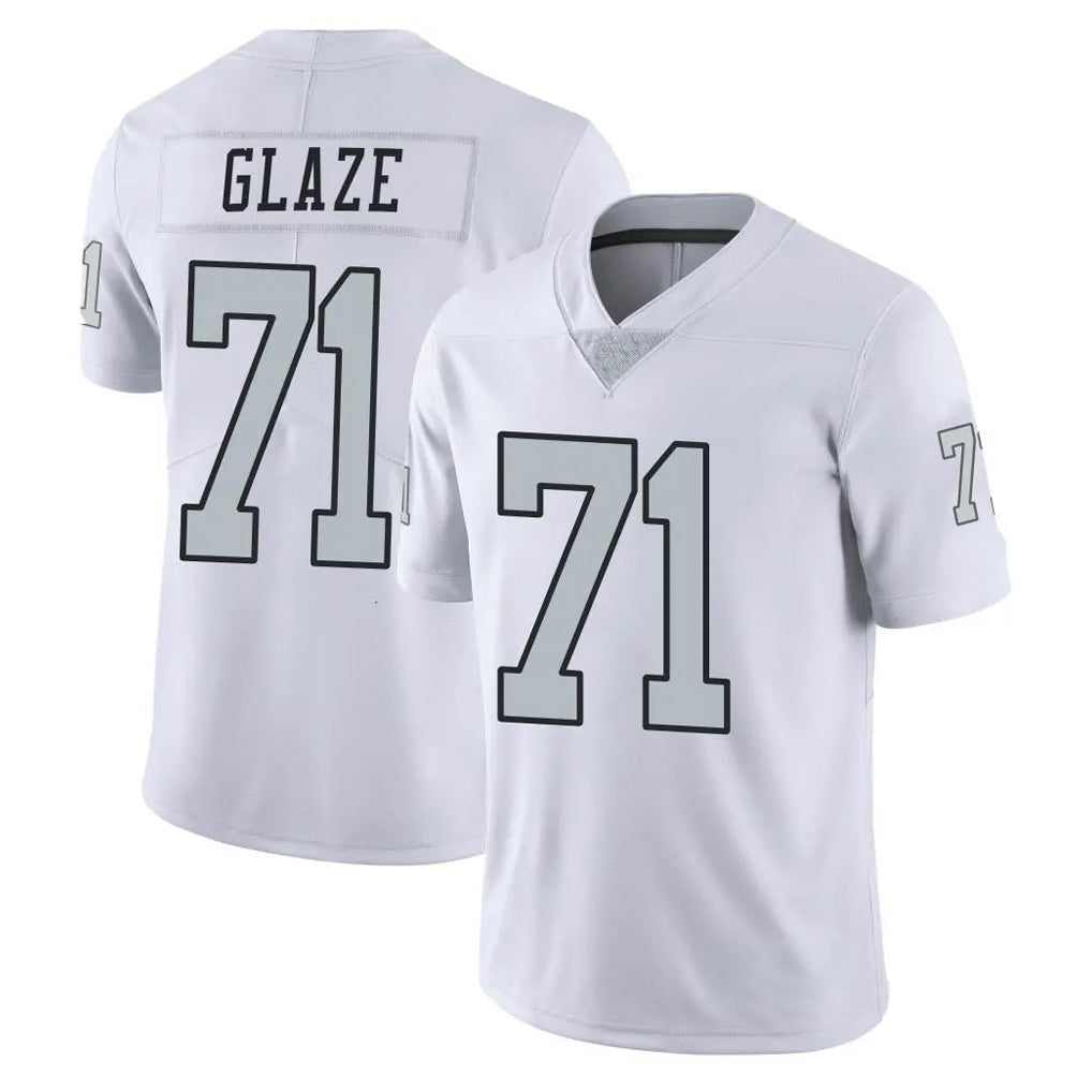 LV.Raiders #71 DJ Glaze Player White Limited Color Rush Home Game Qdoa Stitched Jerseys