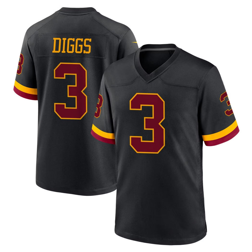W.Commanders #3 Stefon Diggs Player Black Limited Home Game Qdoa Stitched Jerseys