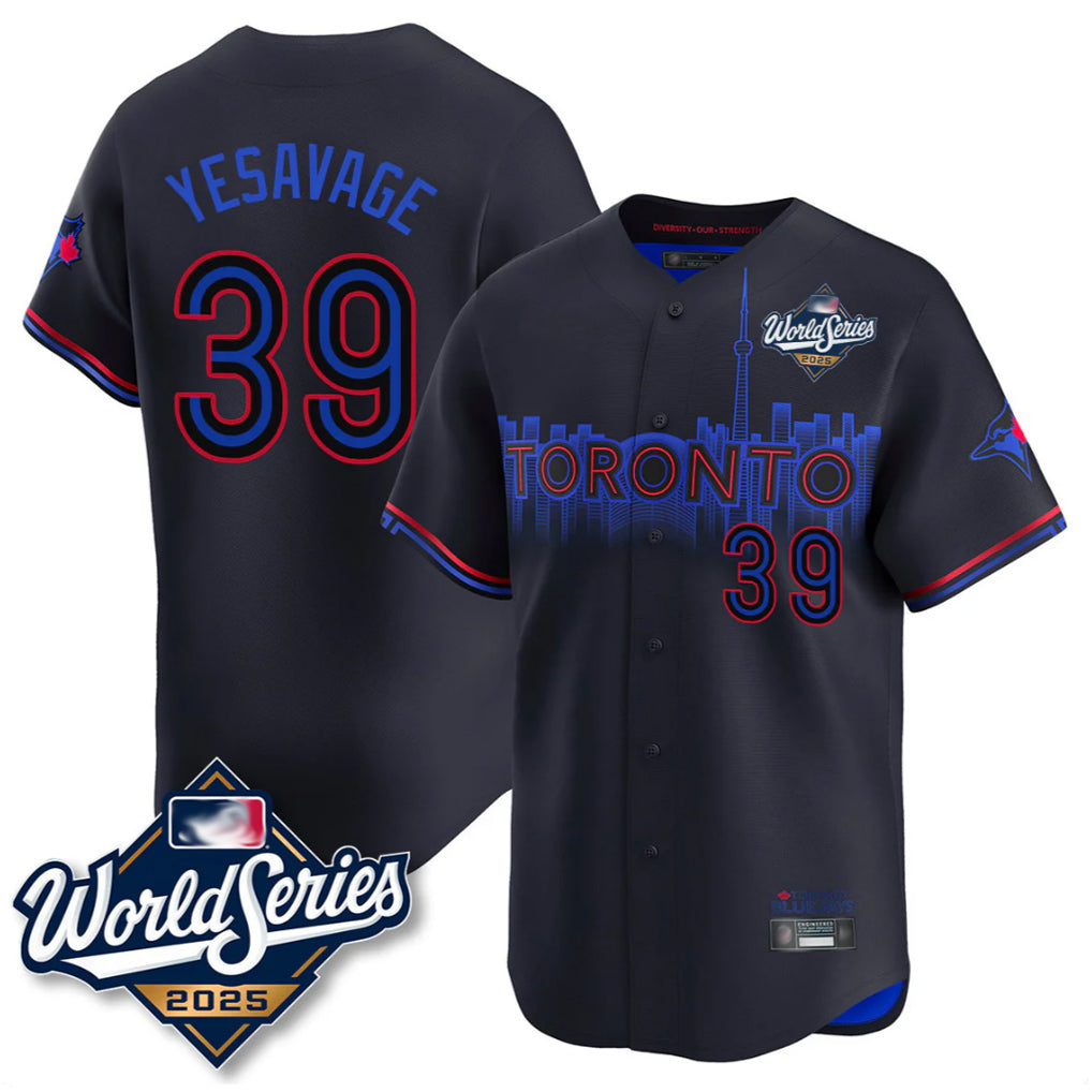T.Blue Jays #39 Trey Yesavage Player Black 2025 World Series City Connect Qdoa Stitched Jerseys