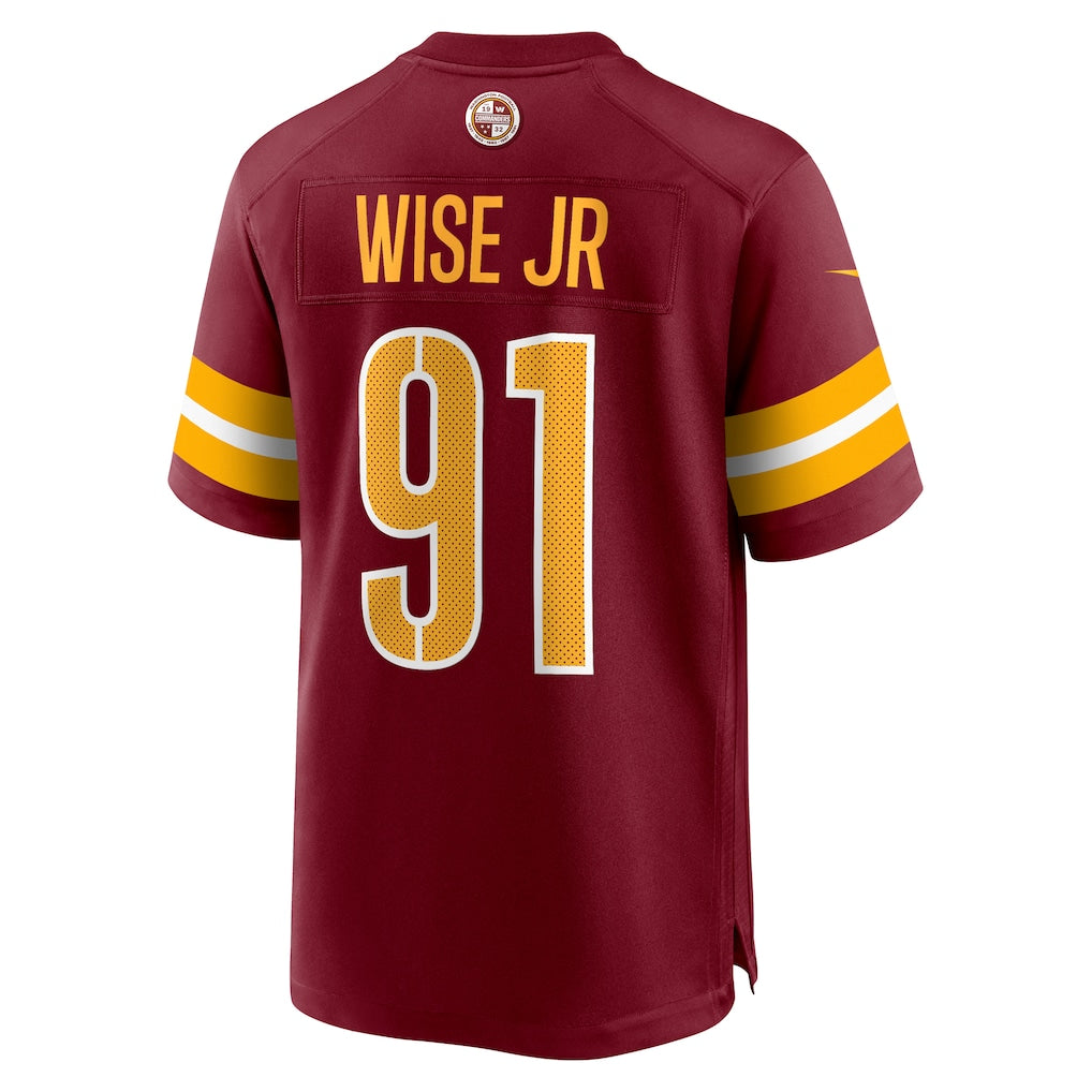 Qdoa W.Commanders #91 Deatrich Wise Jr. Burgundy Team Game Jersey