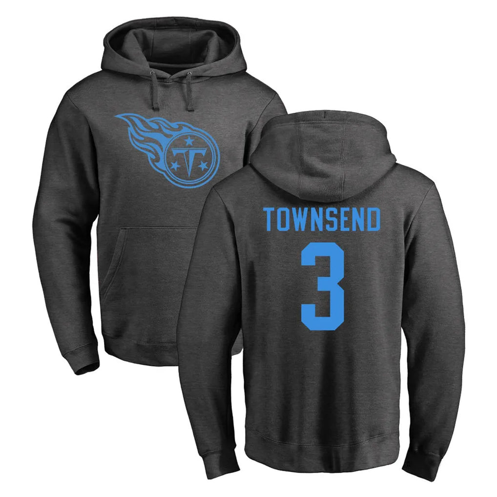 T.Titans #3 Tommy Townsend Player Ash One Color Pullover Hoodies Home Game Qdoa Stitched Jerseys