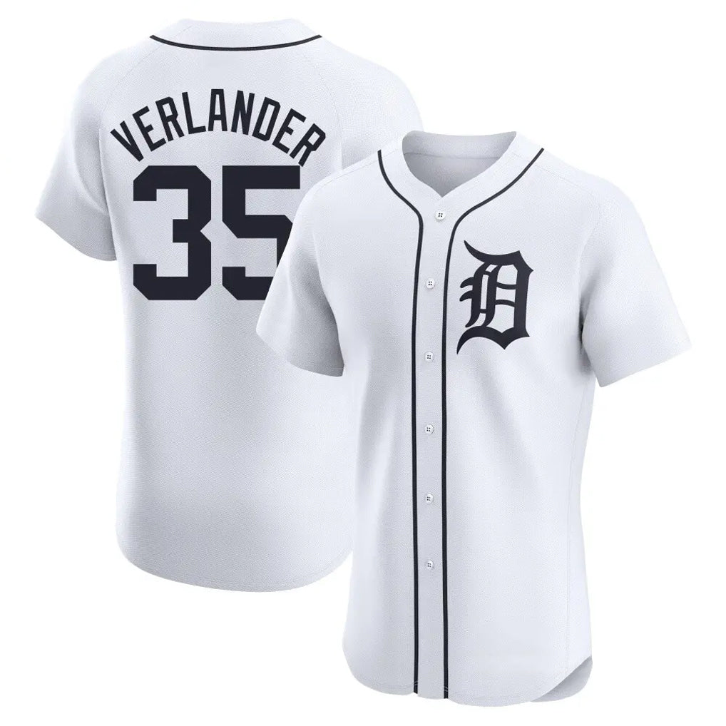 D.Tigers #35 Justin Verlander Player White Limited Elite Home Qdoa Stitched Jerseys