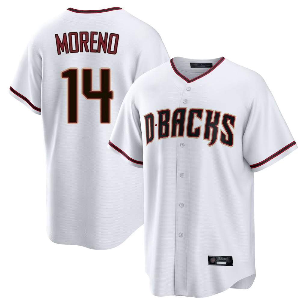 A.Diamondbacks #14 Gabriel Moreno Player White Home Game Qdoa Stitched Jerseys