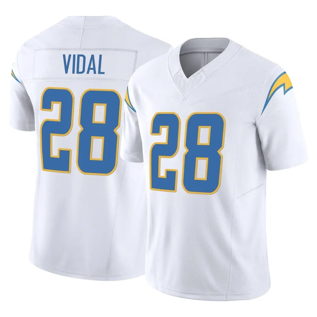 LA.Chargers #28 Kimani Vidal Player White Limited Vapor F.U.S.E. Home Game Qdoa Stitched Jerseys