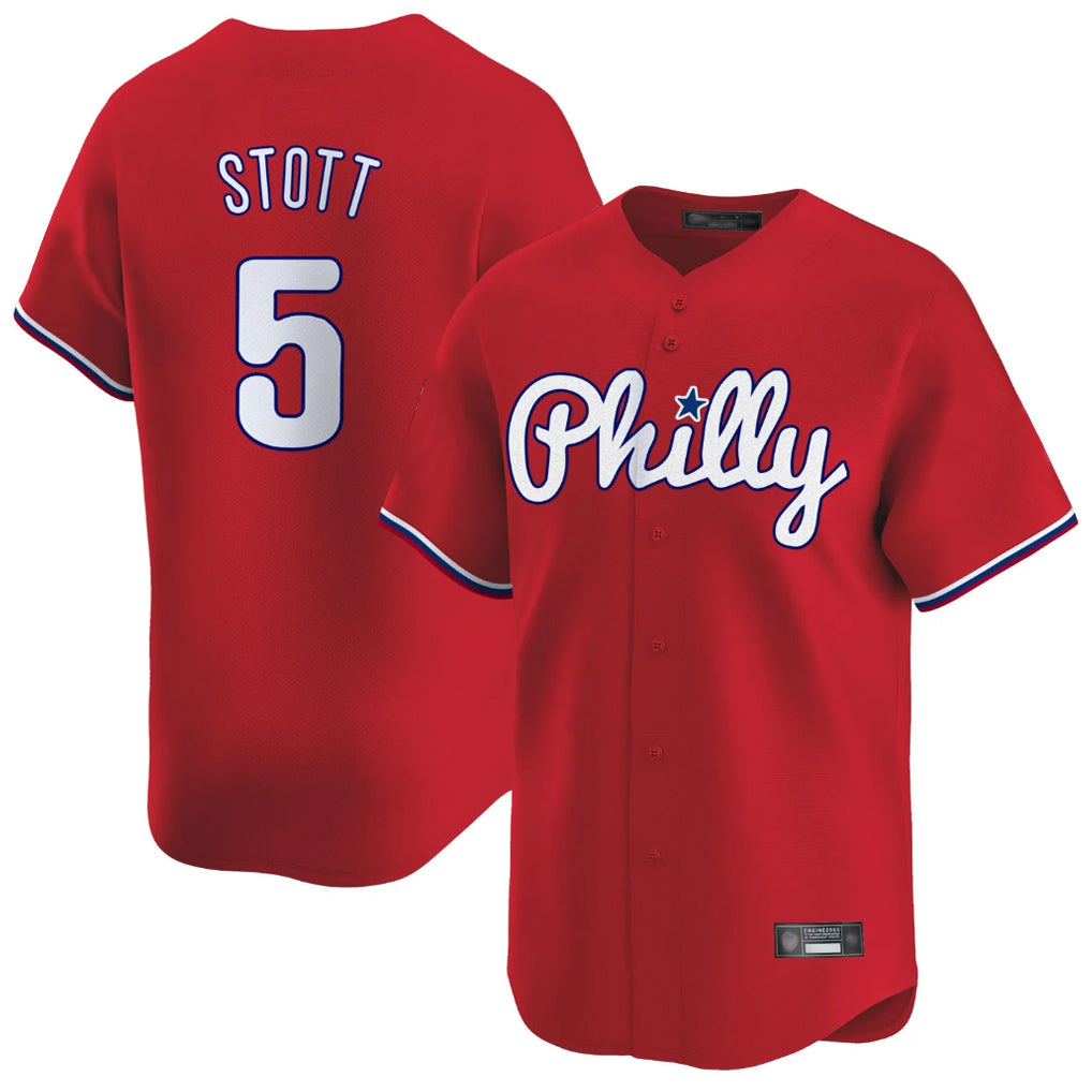 P.Phillies #5 Bryson Stott Player Red Home Limited Qdoa Stitched Jerseys