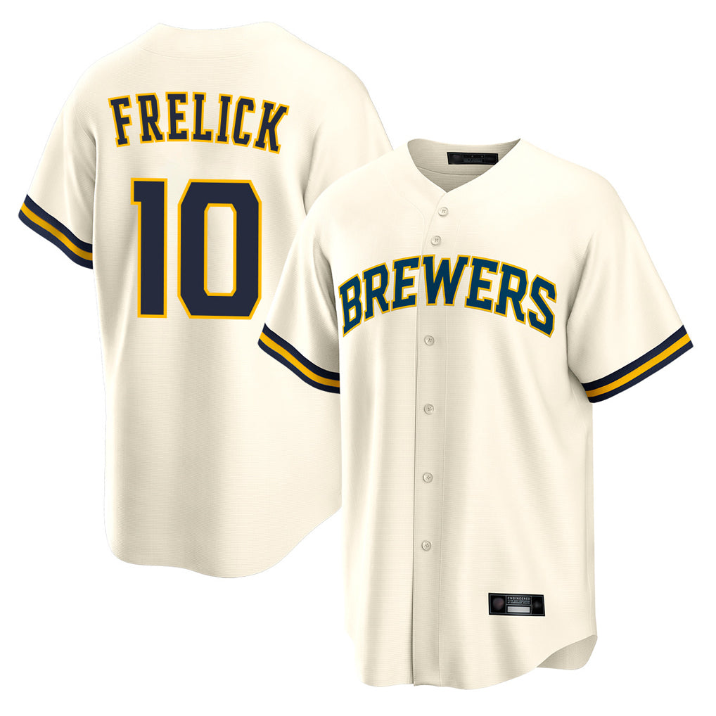 M.Brewers #10 Sal Frelick Player Cream Home Game Qdoa Stitched Jerseys