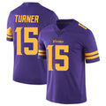 M.Vikings #15 Dallas Turner Player Purple Limited Color Rush Home Game Qdoa Stitched Jerseys