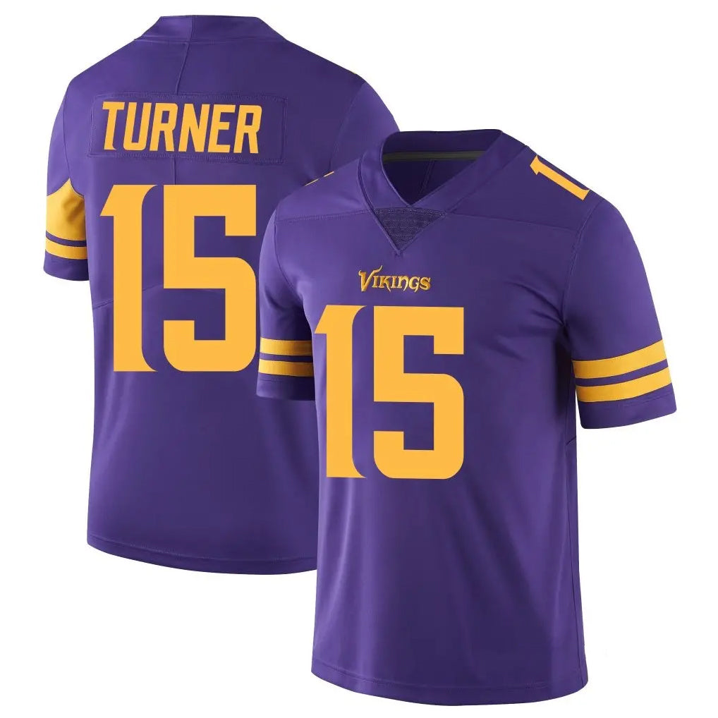 M.Vikings #15 Dallas Turner Player Purple Limited Color Rush Home Game Qdoa Stitched Jerseys
