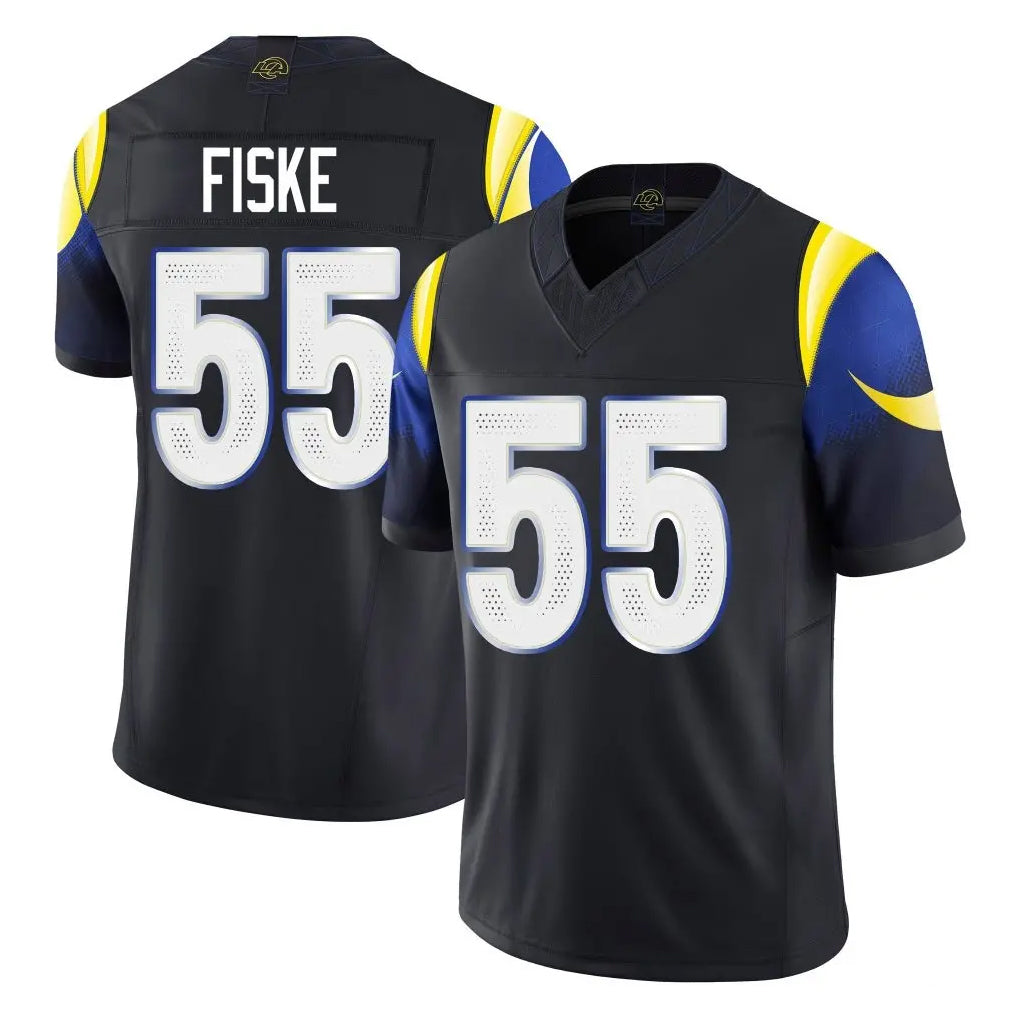 LA.Rams #55 Braden Fiske Player Black Midnight Rivalries Collection Limited Home Game Qdoa Stitched Jerseys