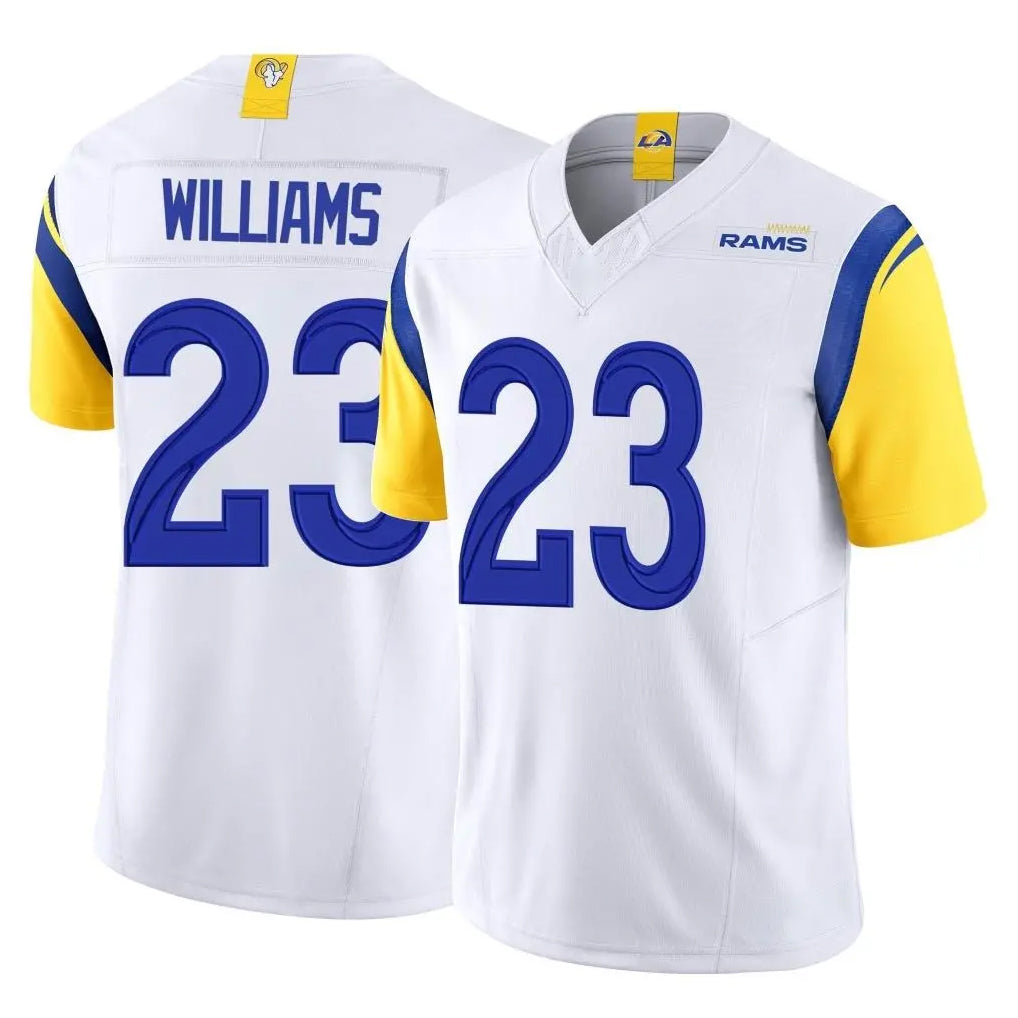 LA.Rams #23 Kyren Williams Player White Limited Vapor F.U.S.E. Home Game Qdoa Stitched Jerseys