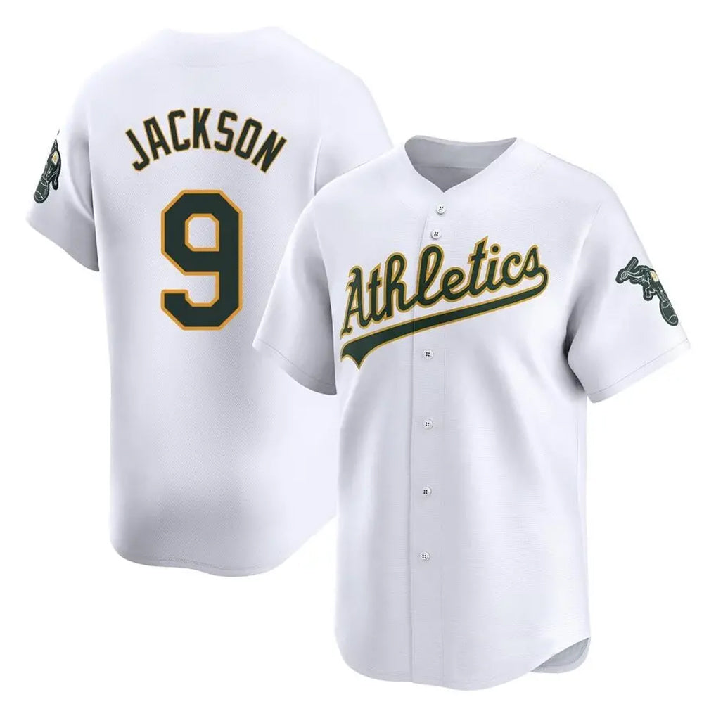 Athletics #9 Reggie Jackson Player White Limited Home Game Qdoa Stitched Jerseys