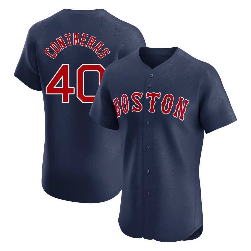 B.Red Sox #40 Willson Contreras Player Navy Limited Elite Home Game Qdoa Stitched Jerseys