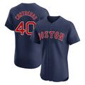 B.Red Sox #40 Willson Contreras Player Navy Limited Elite Home Game Qdoa Stitched Jerseys