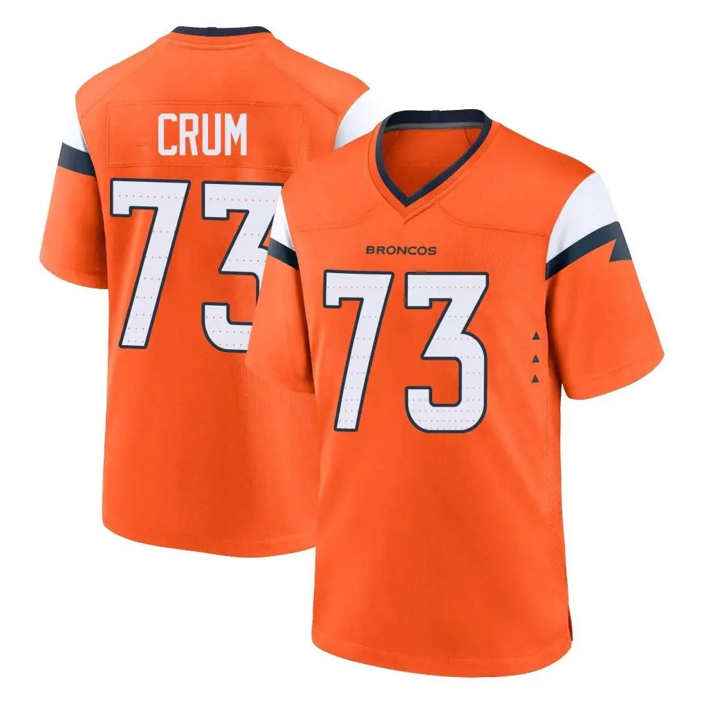 D.Broncos #73 Frank Crum Player Orange Home Game Qdoa Stitched Jerseys
