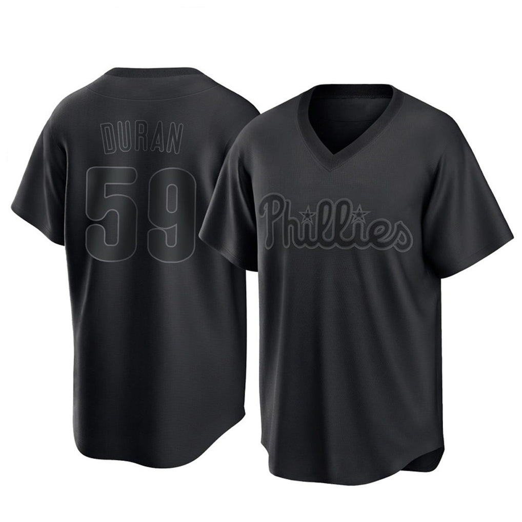 P.Phillies #59 Jhoan Duran Player Black Pitch Fashion Limited T-shirt Qdoa Stitched Jerseys