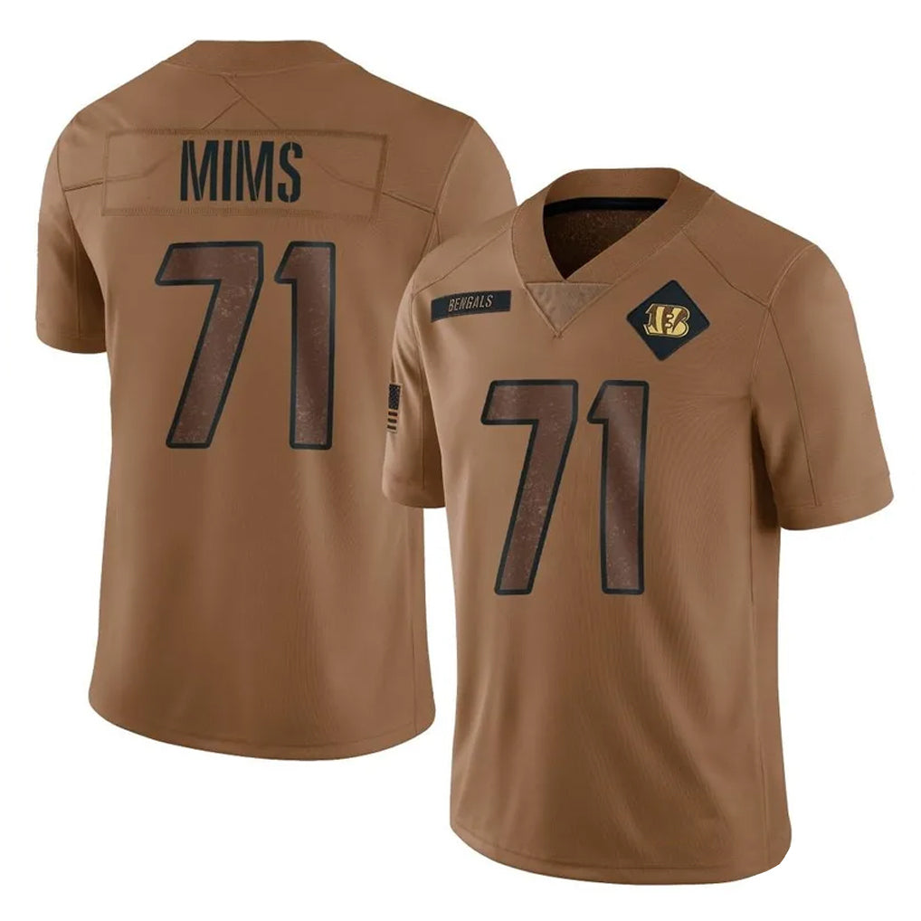C.Bengals #71 Amarius Mims Player Brown Salute to Service Limited Qdoa Stitched Jerseys