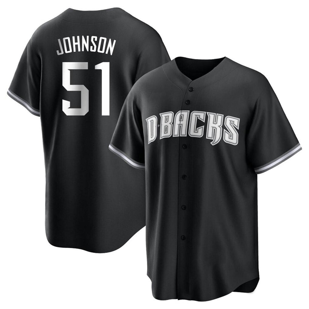 A.Diamondbacks #51 Randy Johnson Player Black Game Home Qdoa Stitched Jerseys