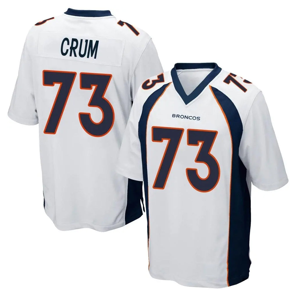 D.Broncos #73 Frank Crum Player White Game Qdoa Stitched Jerseys