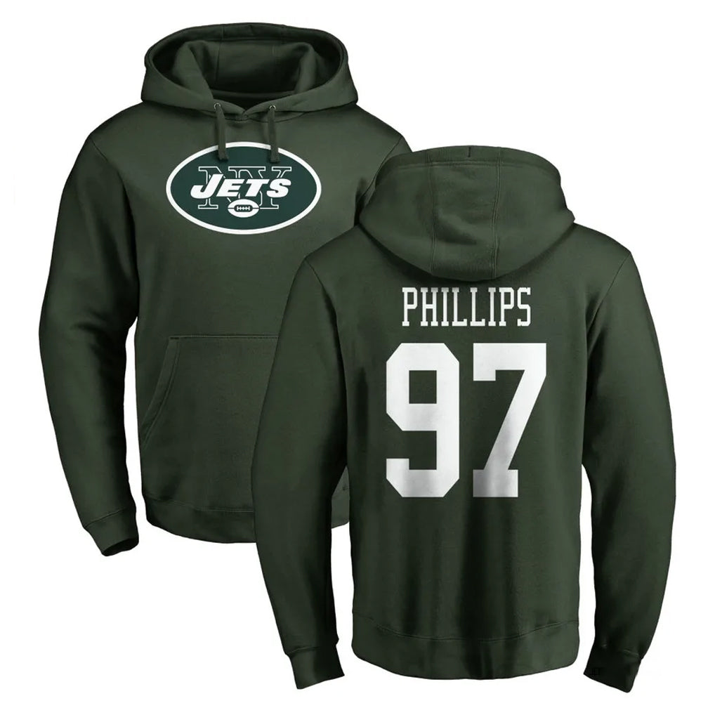 NY.Jets #97 Harrison Phillips Player Green LOGO Pullover Hoodies Limited Game Qdoa Stitched Jerseys