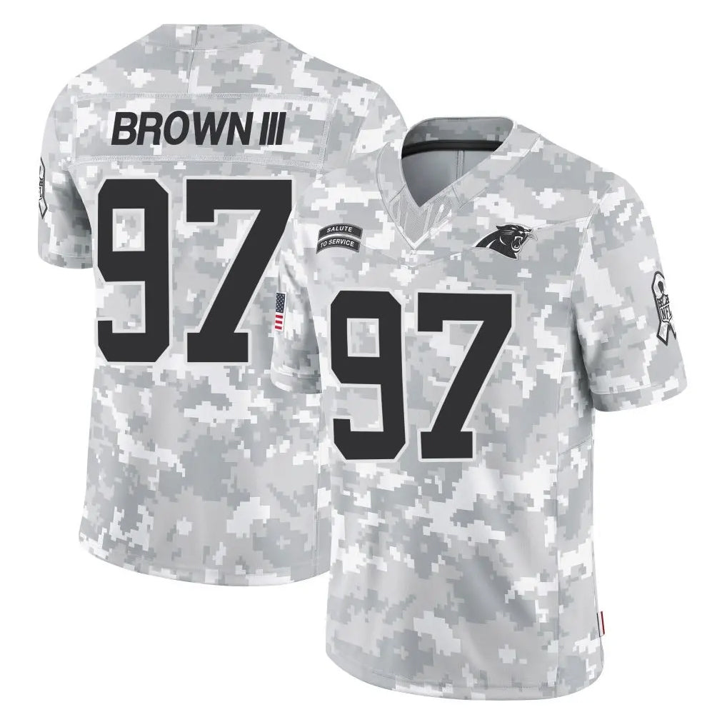 C.Panthers #97 Bobby Brown III Player Arctic Camo Salute to Service Limited Game Qdoa Stitched Jerseys