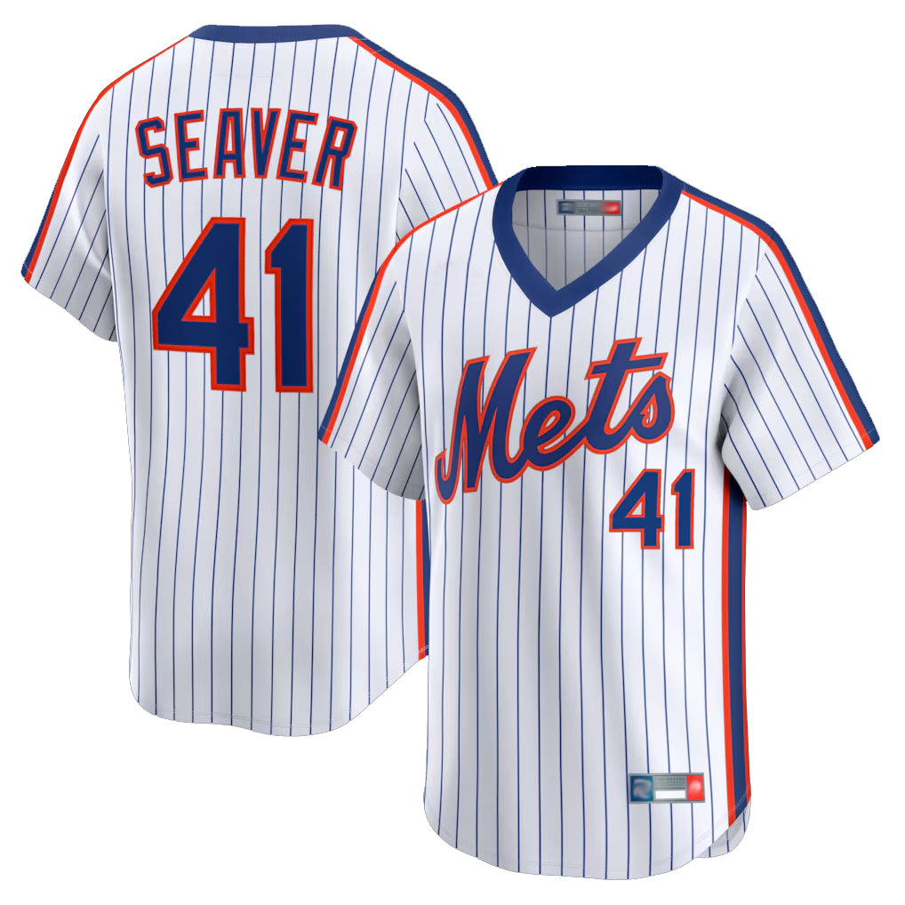 NY.Mets #41 Tom Seaver Player White Cooperstown Collection T-shirt Game Qdoa Stitched Jerseys