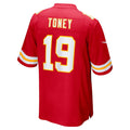 Qdoa KC.Chiefs #19 Kadarius Toney Red Game Player Jersey