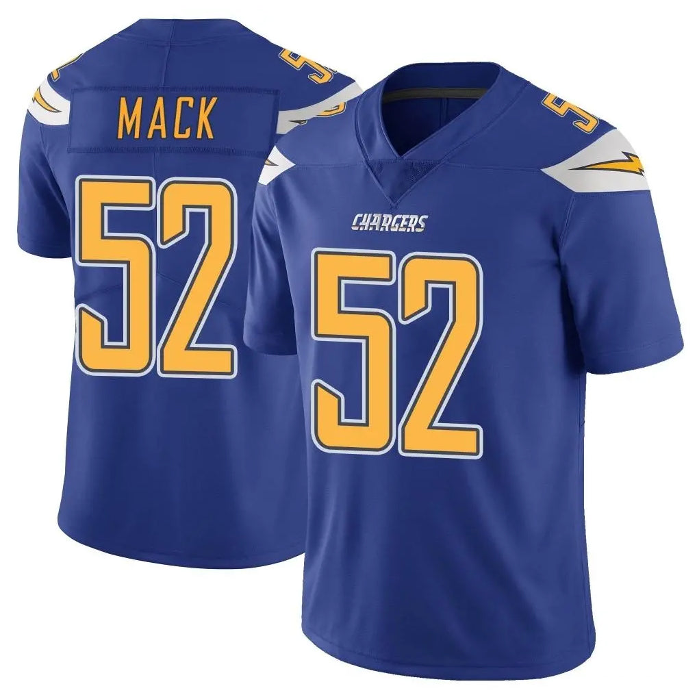 LA.Chargers #52 Khalil Mack Player Royal Limited Color Rush Vapor Untouchable Home Game Qdoa Stitched Jerseys