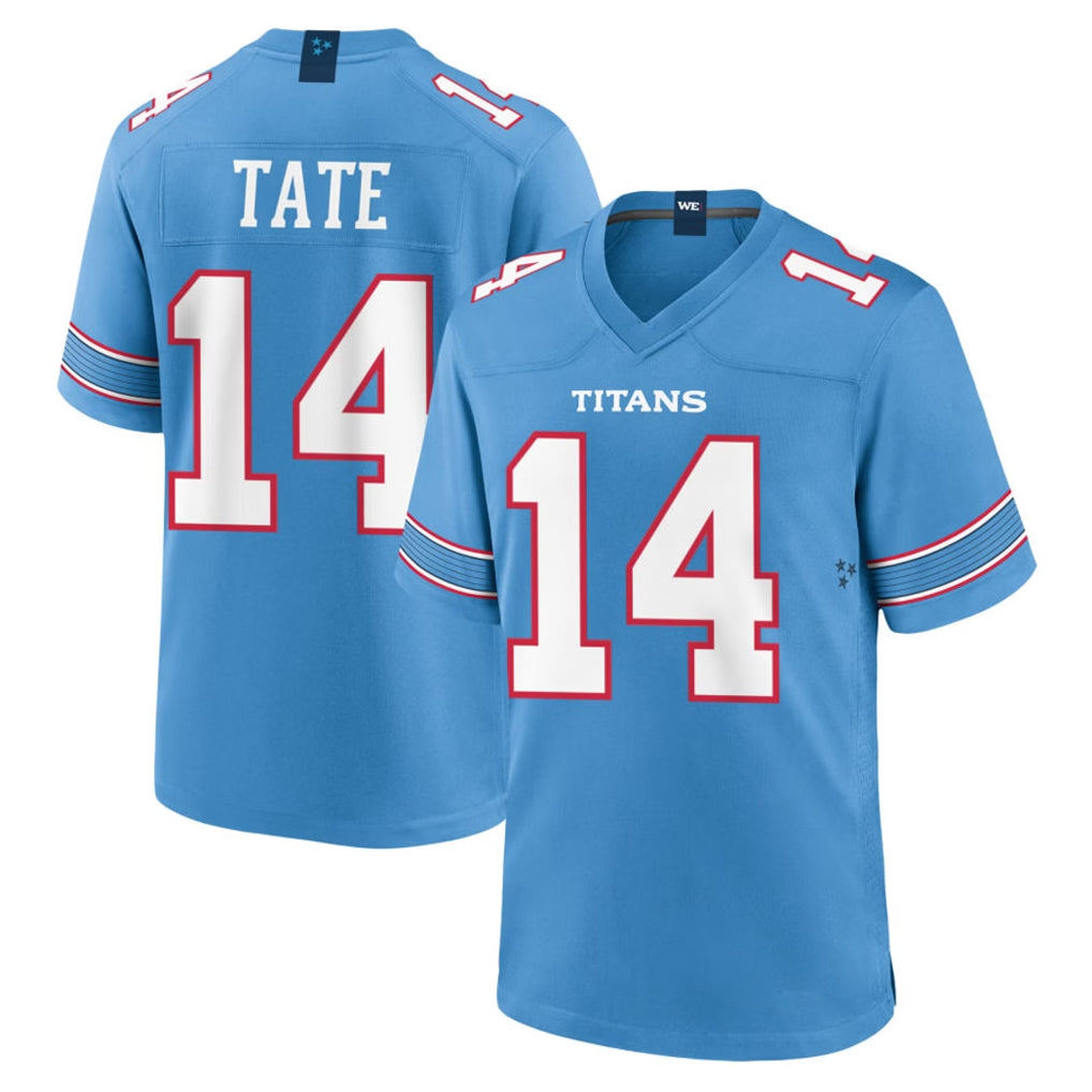 T.Titans #14 Carnell Tate Player Light Blue 2026 Game Home Qdoa Stitched Jerseys