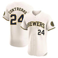 M.Brewers #24 William Contreras Player Cream Home Limited Elite Qdoa Stitched Jerseys