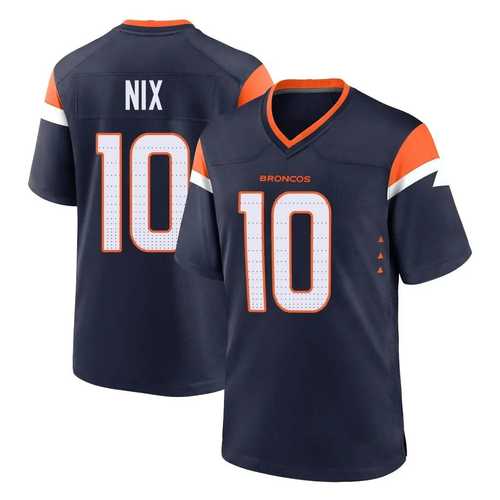 D.Broncos #10 Bo Nix Player Navy Home Game Qdoa Stitched Jerseys