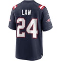 Qdoa NE.Patriots #24 Ty Law Navy Game Retired Player Jersey