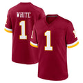 W.Commanders #1 Rachaad White Player Burgundy Game Home Qdoa Stitched Jerseys
