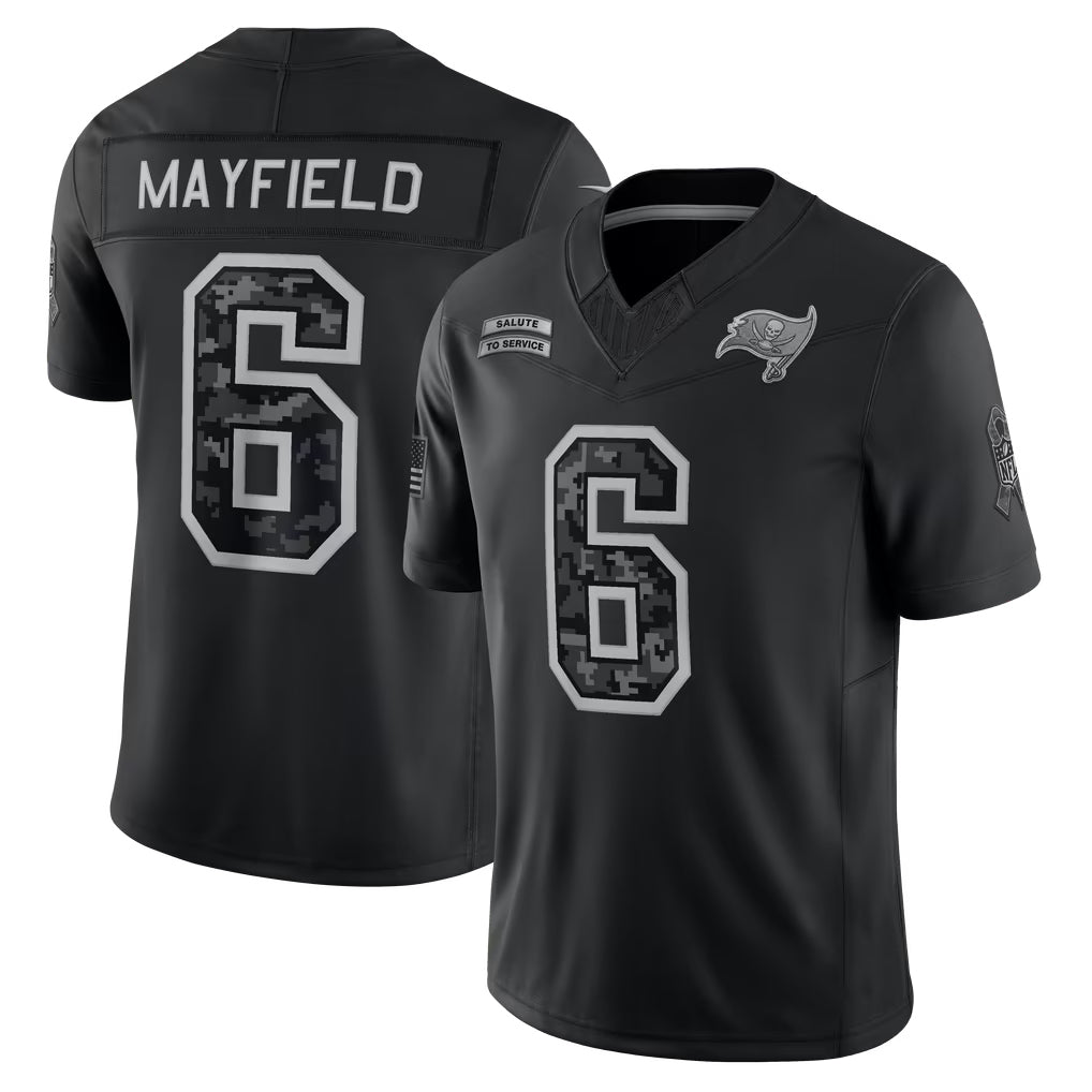 Qdoa TB.Buccaneers #6 Baker Mayfield Player Black Limited 2026 Salute to Service Home Game Stitched Jerseys