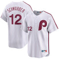 P.Phillies #12 Kyle Schwarber Player White Cooperstown Collection Limited Home Qdoa Stitched Jerseys