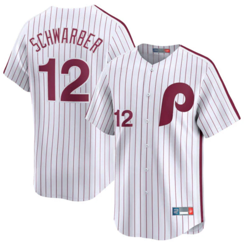 P.Phillies #12 Kyle Schwarber Player White Cooperstown Collection Limited Home Qdoa Stitched Jerseys
