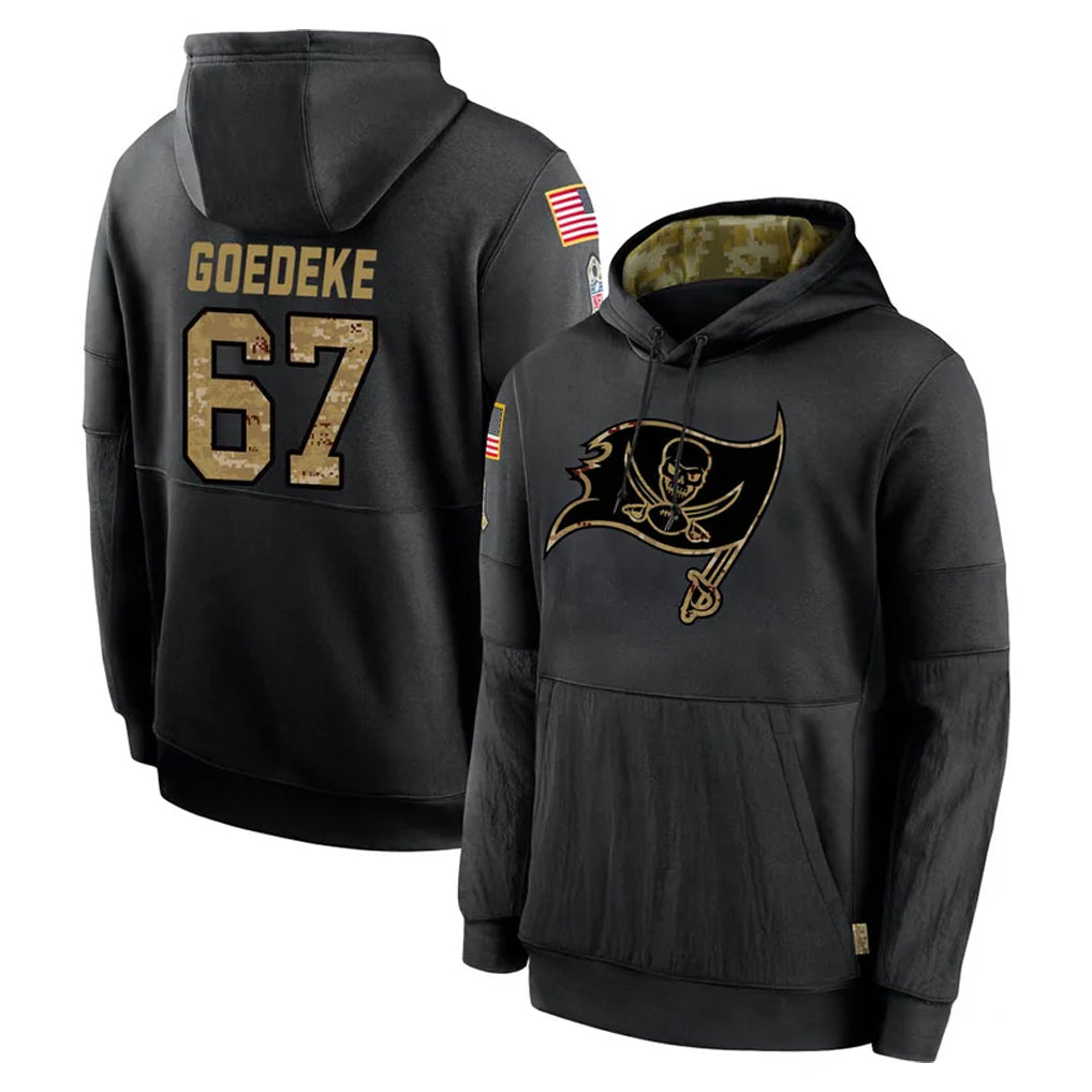 TB.Buccaneers #67 Luke Goedeke Player Black Salute to Service Sideline Performance Pullover Hoodies Home Game Qdoa Stitched Jerseys