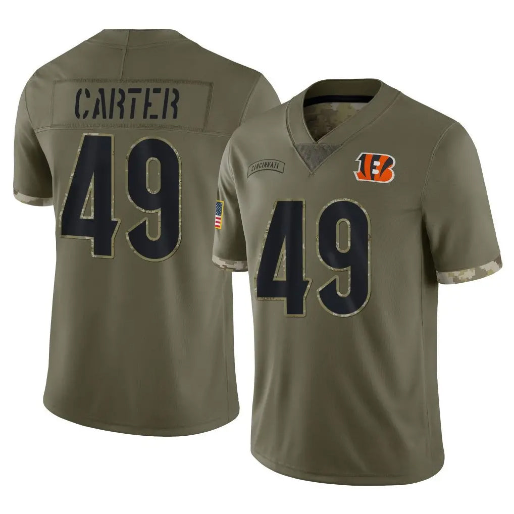 C.Bengals #49 Barrett Carter Player Olive Salute to Service Limited Game Qdoa Stitched Jerseys (2)
