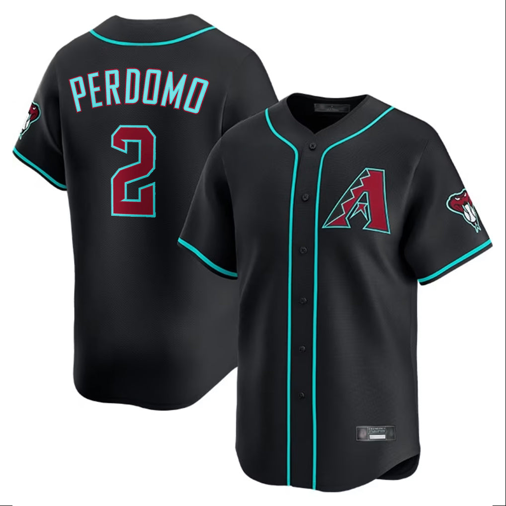 A.Diamondbacks #2 Geraldo Perdomo Player Black Limited Home Game Qdoa Stitched Jerseys
