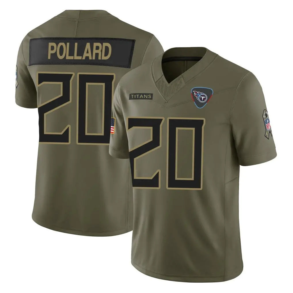 T.Titans #20 Tony Pollard Player Olive Limited 2025 Salute to Service Home Game Qdoa Stitched Jerseys