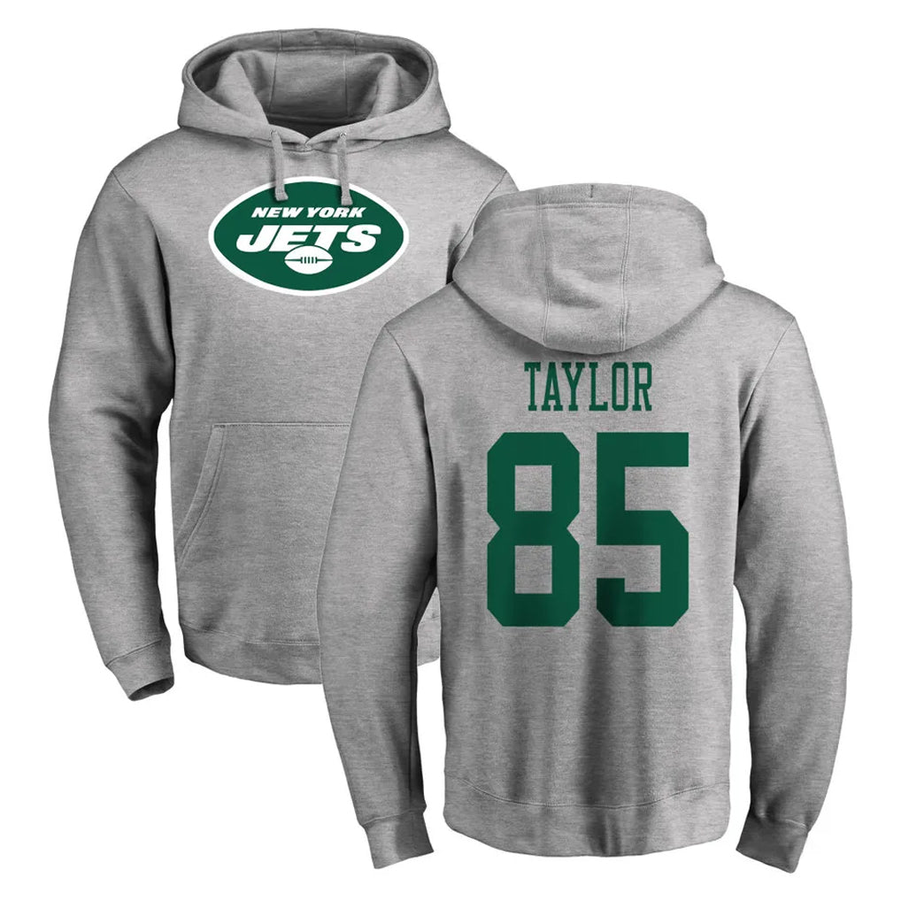 NY.Jets #85 Mason Taylor Player Gray LOGO Pullover Hoodies Limited Game Qdoa Stitched Jerseys