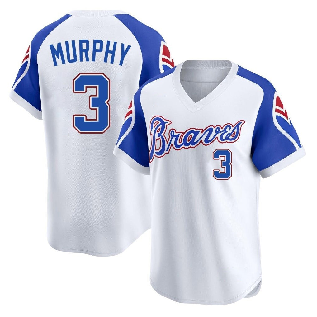 A.Braves #3 Dale Murphy Player White Throwback Cooperstown Collection T-shirt Game Qdoa Stitched Jerseys