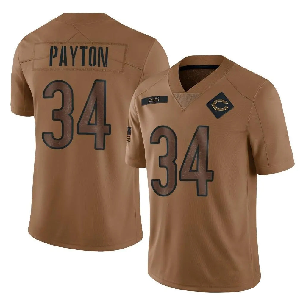 C.Bears #34 Walter Payton Player Brown Salute to Service Limited Qdoa Stitched Jerseys