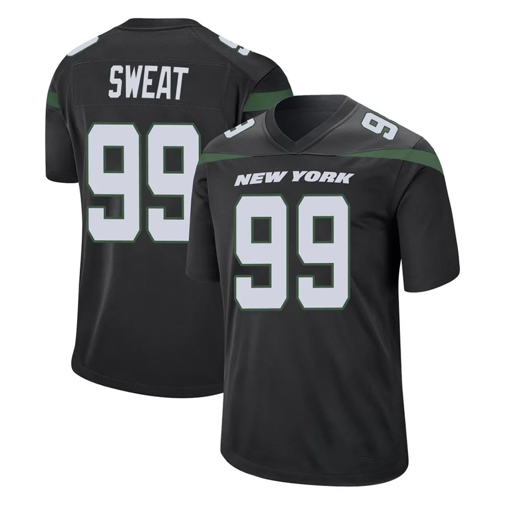 NY.Jets #99 T'Vondre Sweat Player Stealth Black Home Game Qdoa Stitched Jerseys