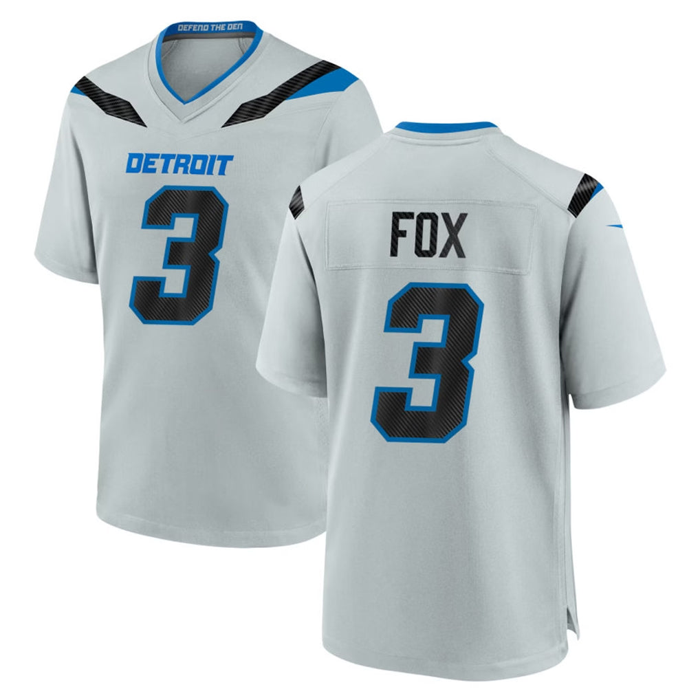 D.Lions #3 Jack Fox Player Silver 2026 Rivalries Collection Home Game Qdoa Stitched Jerseys