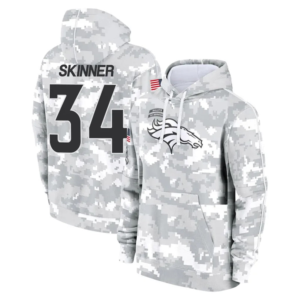 D.Broncos #34 JL Skinner Player Arctic Camo Salute to Service Hoodies Limited Game Qdoa Stitched Jerseys