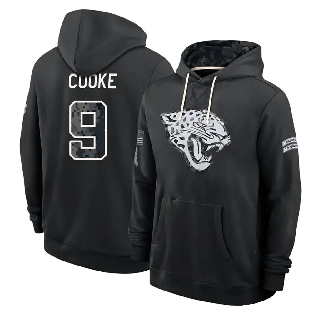J.Jaguars #9 Logan Cooke Player 2026 Black Logo Pullover Hoodies Limited Game Qdoa Stitched Jerseys