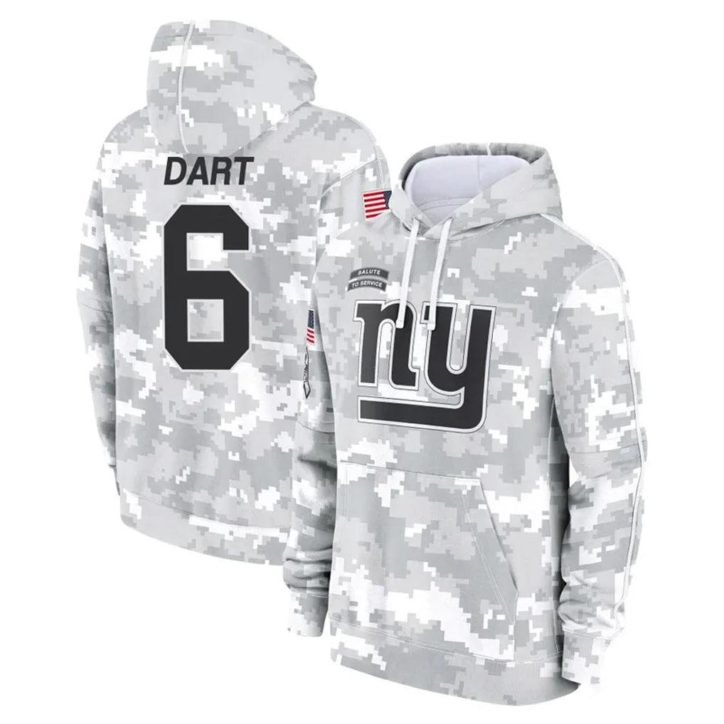 NY.Giants #6 Jaxson Dart Player Arctic Camo Salute to Service Pullover Hoodies Limited Game Qdoa Stitched Jerseys