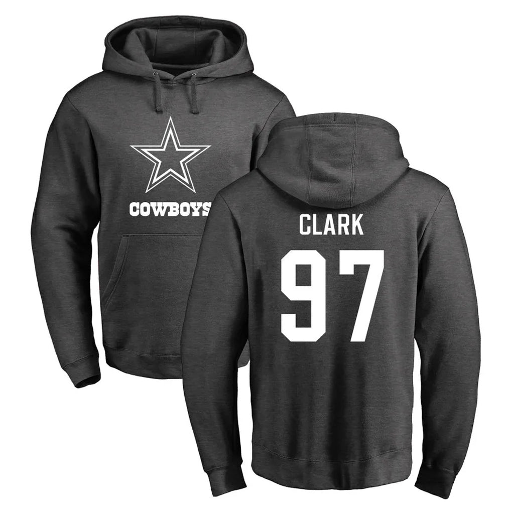 D.Cowboys #97 Kenny Clark Player Ash One Color Pullover Hoodie Limited Qdoa Stitched Jerseys