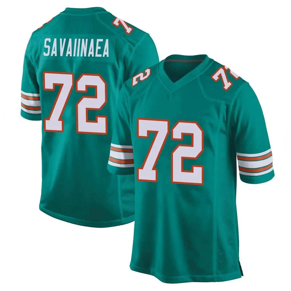 M.Dolphins #72 Jonah Savaiinaea Player Aqua Alternate Home Game Qdoa Stitched Jerseys