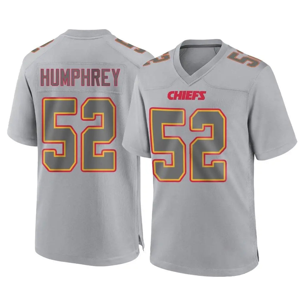 KC.Chiefs #52 Creed Humphrey Player Gray Atmosphere Fashion Game Qdoa Stitched Jerseys